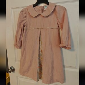 Shrimp And Grits Pink Long Sleeve Peter Pan Collar Dress with Floral Panel 8